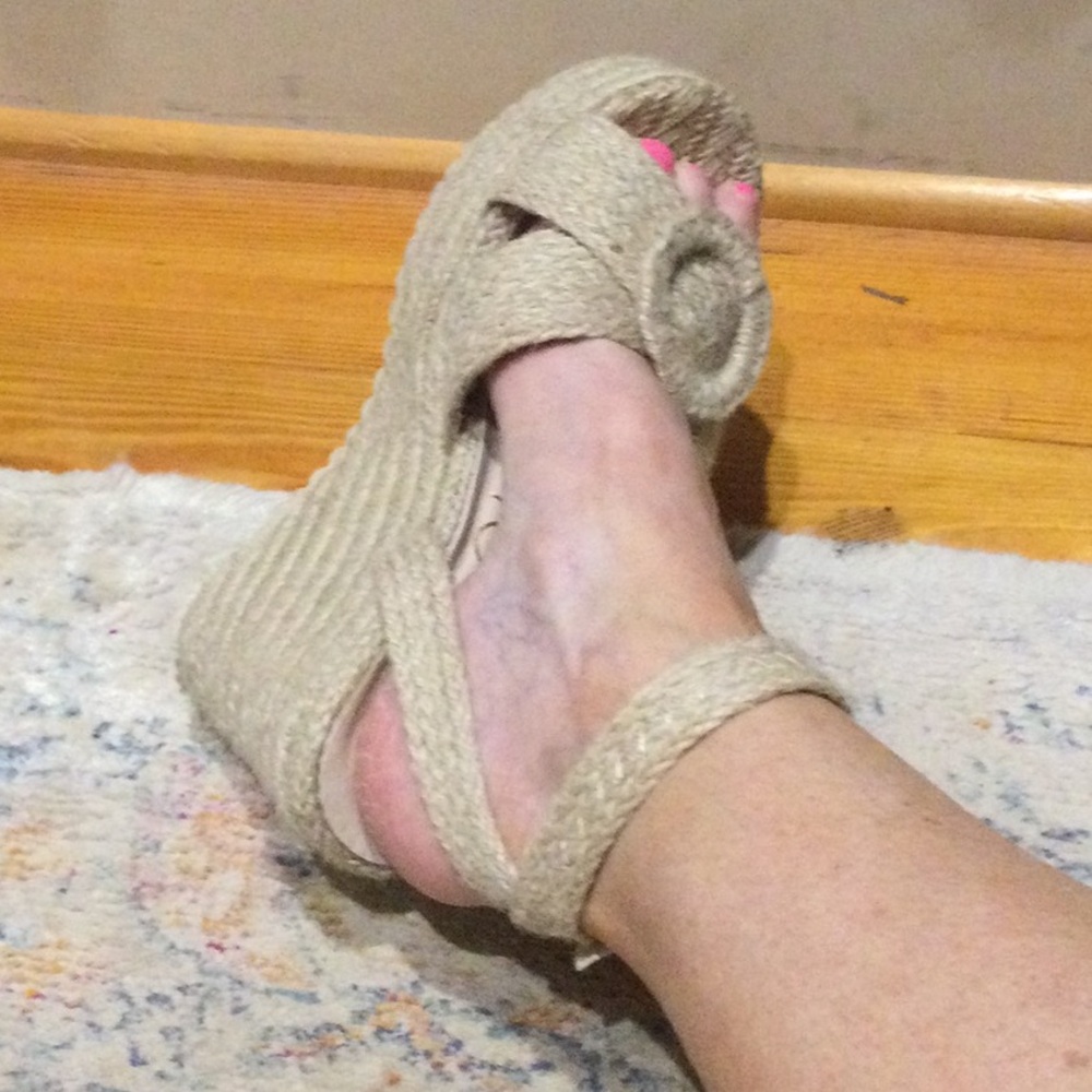 Natural Beige Espadrille Wedge Sandals - Women